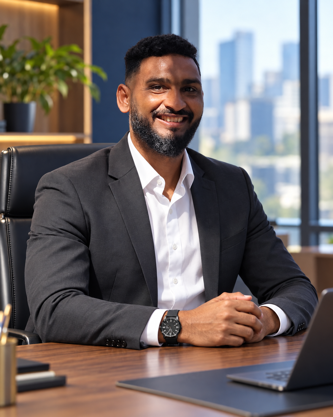 Wael Abbas, founder of ROMLINK MT, edited professional office portrait